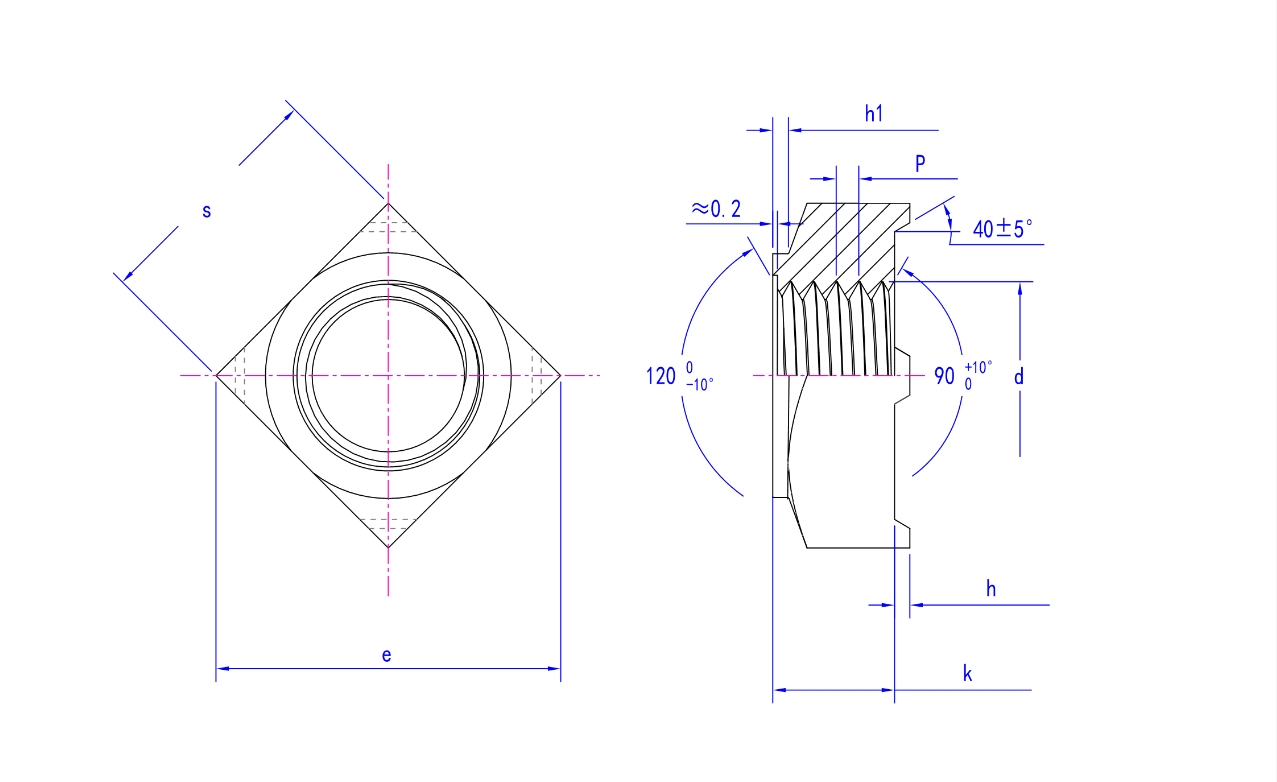 DIN 928 Квадратная приварная гайка