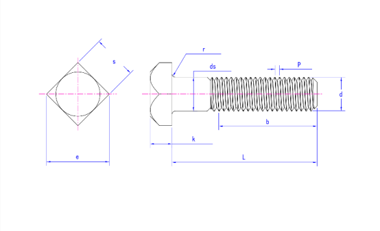Bulloni a testa quadrata ASME B18.2.1-1