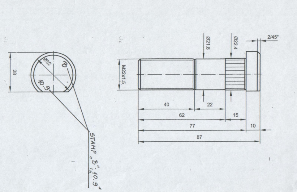 Niet-standaard wielnaafbout