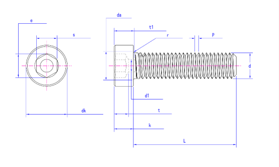 Soquete de cabeça hexagona parafuso de cabeça DIN 6912 com recesso piloto Soquete de cabeça hexagona parafuso de cabeça DIN 6912 com recesso piloto
