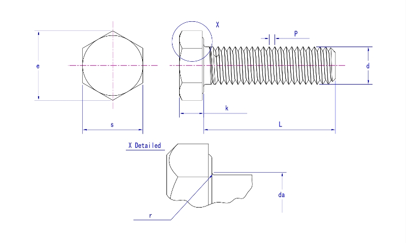DIN 933 Fully Threaded Hexagon Head Bolt