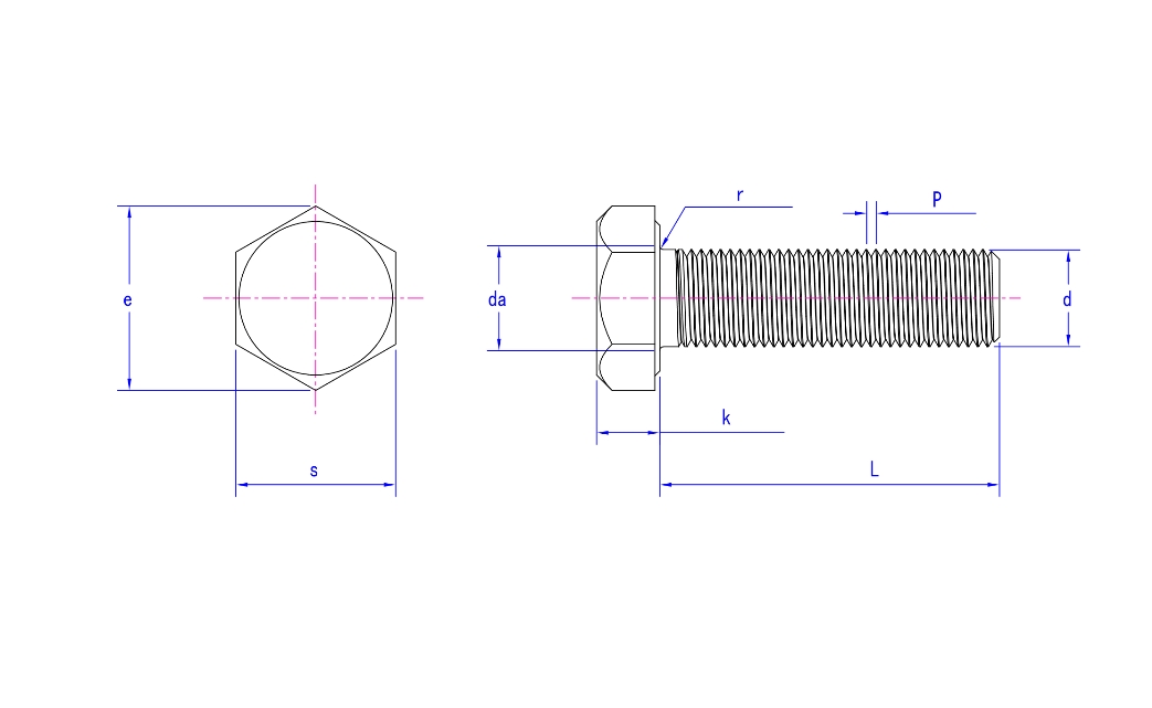 GB-T 5786 Hex Head Bolts with Fine Pitch