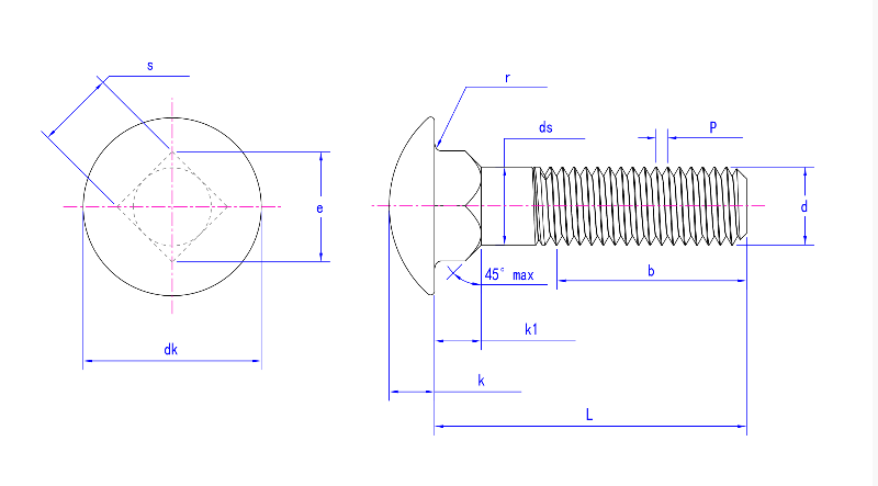 GB-T 14 Cup Head Bu lông cổ vuông GB-T 14 Cup Head Bu lông cổ vuông