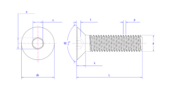 สกรูจมซ็อกเก็ตหกเหลี่ยม