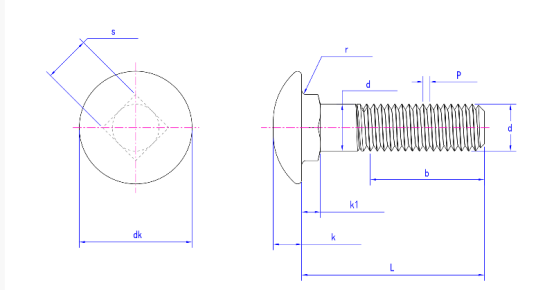 ISO 미터법 일반 피치 나사산이 있는 AS 1390 컵 헤드 볼트