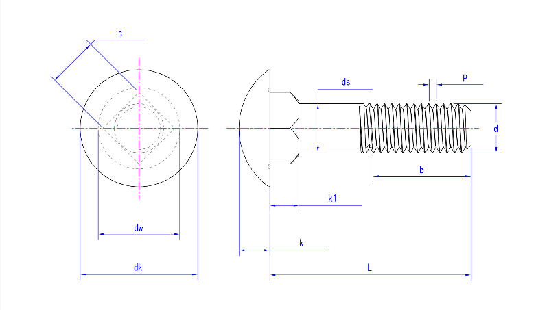 مسامير رأس كوب رقبة مربعة