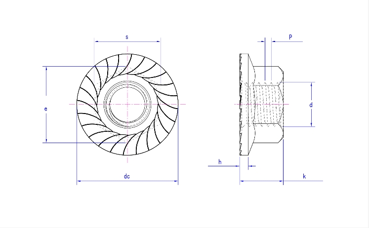 ASME B18.16.4 صواميل شفة سداسية ASME B18.16.4 صواميل شفة سداسية