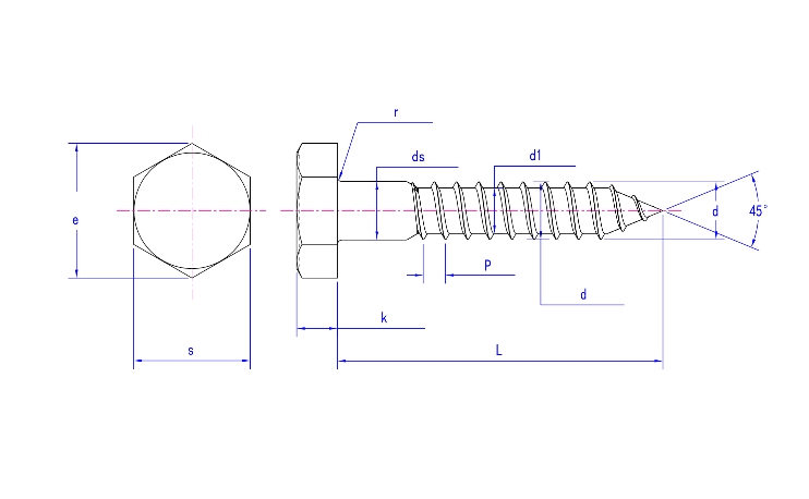 Viti a testa esagonale ASME B18.2.1-15 Viti a testa esagonale ASME B18.2.1-15