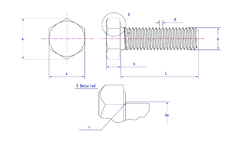 Tornillo de cabeza hexadecimal ISO 4017