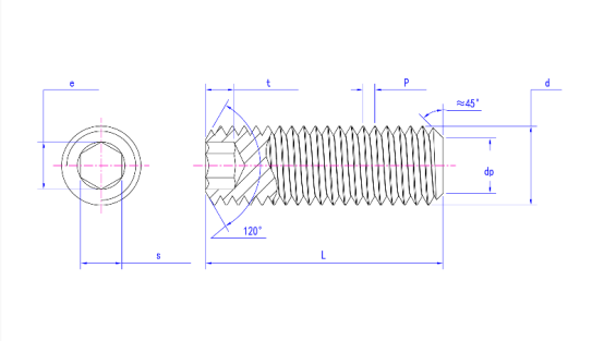 GB-T 77 Tornillos de fijación de cabeza hueca hexagonal con punta plana
