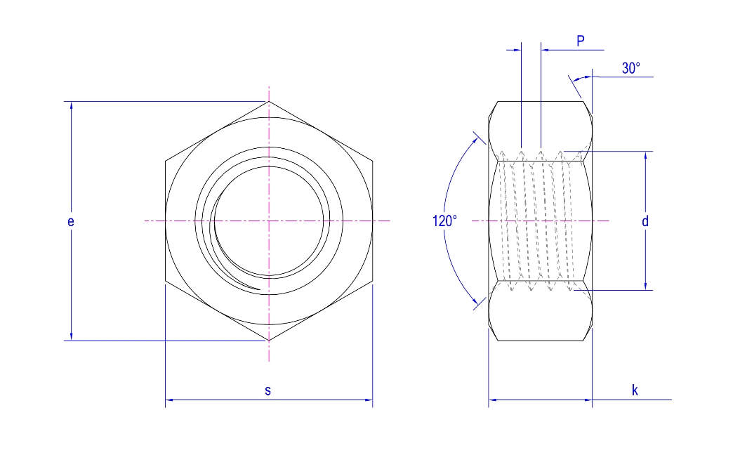 Dadi esagonali in acciaio DIN 6915 con ampia larghezza sui piani per bullonatura strutturale ad alta resistenza