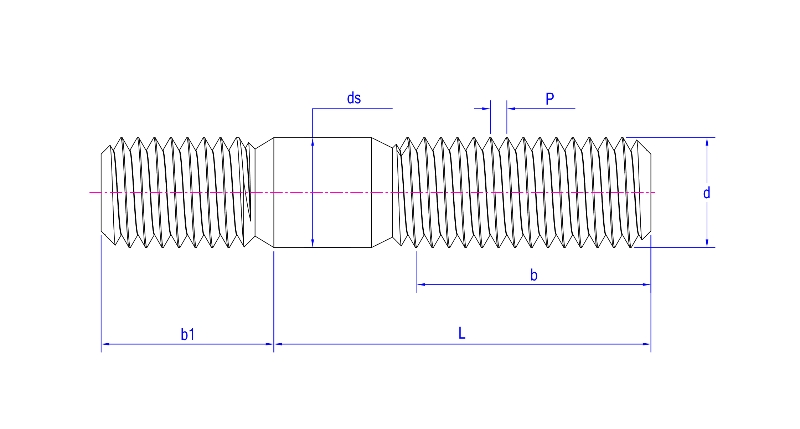 DIN 835 b1=2d مسمار مسمار مزدوج الطرف DIN 835 b1=2d مسمار مسمار مزدوج الطرف
