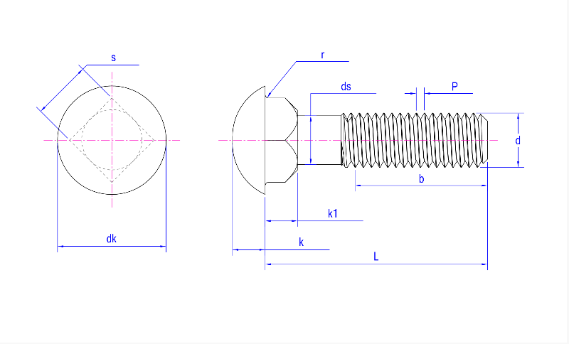 Bulloni per carrozze a collo quadrato