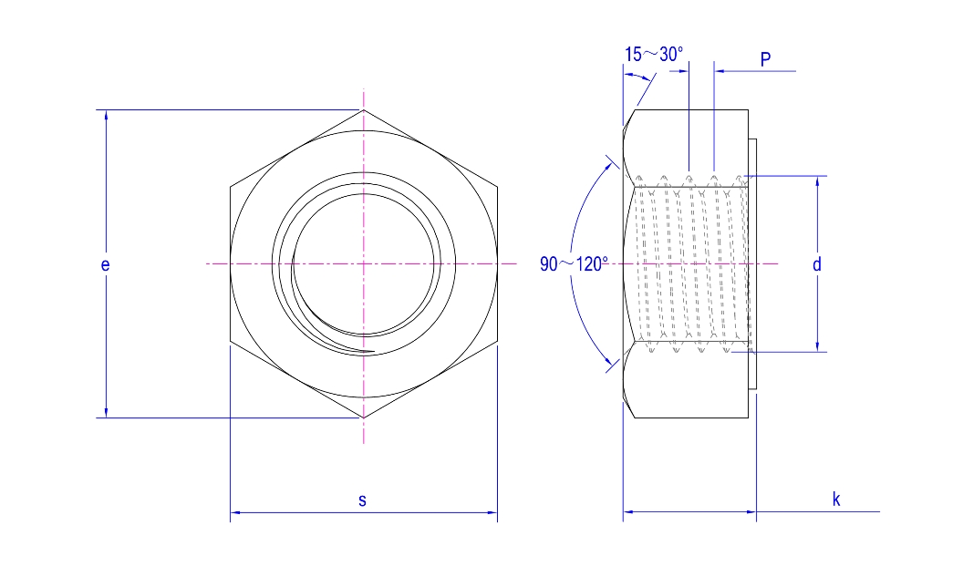 JIS B1181 Enkel afgeschuinde zeskantmoer