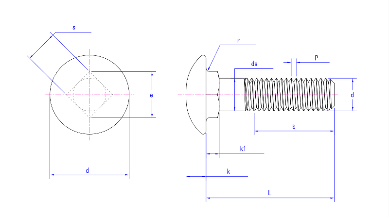 Round Head Bolt With Square Neck And Small Head ISO 8678