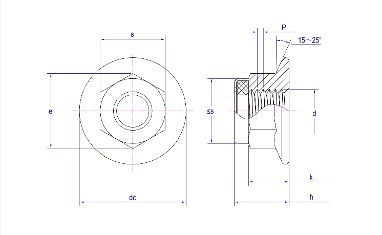 DIN 6926 Шестигранный фланец Нейлоновая вставка Стопорные гайки