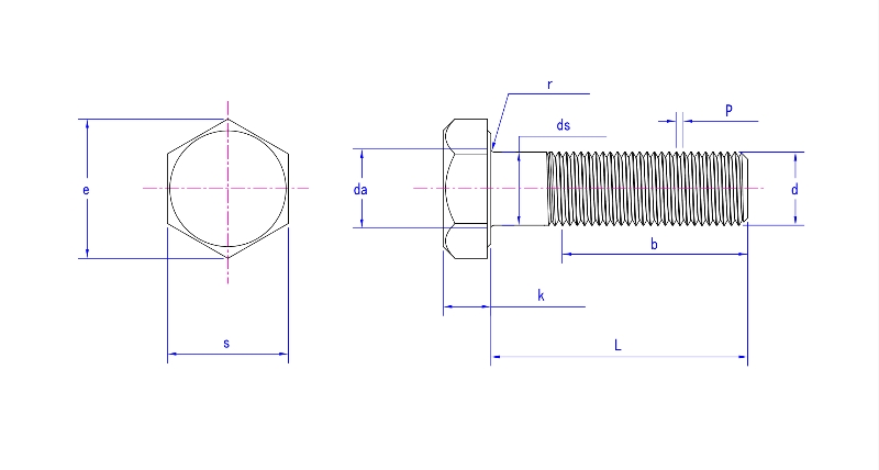 DIN 960 Hexagon Head M12 тонкая нить болт
