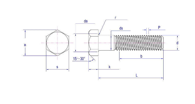 ASME / ANSI B18.2.3.5M六角頭ボルト